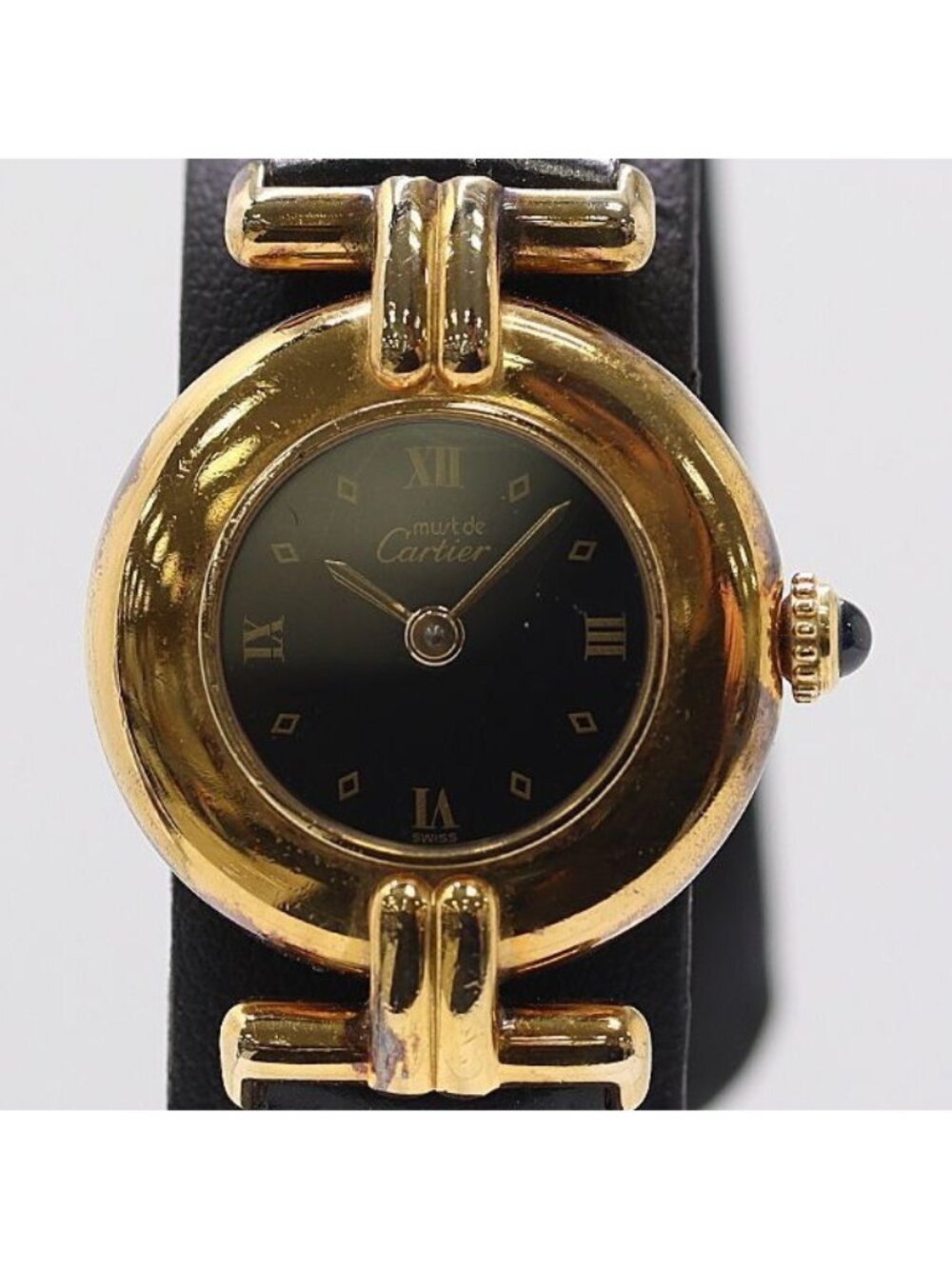 Cartier Must Colisee Vermeil Silver Black Dial Watch